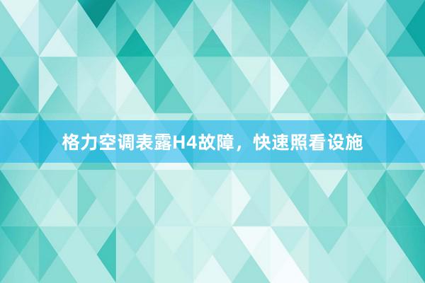 格力空调表露H4故障，快速照看设施